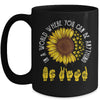 In A World Where You Can Be Anything Be Kind ASL Sunflower Mug Coffee Mug | Teecentury.com