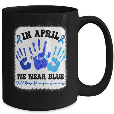 In April Blue Ribbon Child Abuse Prevention Awareness Hands Mug | teecentury