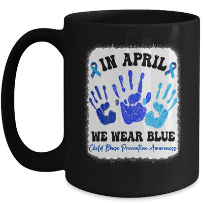 In April Blue Ribbon Child Abuse Prevention Awareness Hands Mug | teecentury