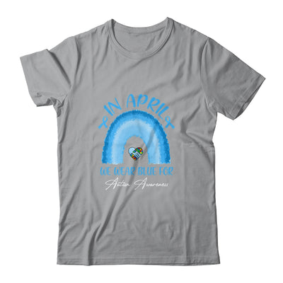 In April We Wear Blue For Autism Awareness Hands In Heart T-Shirt & Hoodie | Teecentury.com