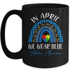 In April We Wear Blue Rainbow Puzzle Autism Awareness Mug Coffee Mug | Teecentury.com