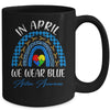 In April We Wear Blue Rainbow Puzzle Autism Awareness Mug Coffee Mug | Teecentury.com