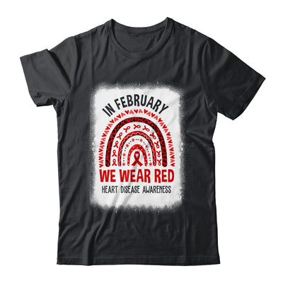 In February We Wear Red Heart Disease Awareness Rainbow Shirt & Hoodie | teecentury