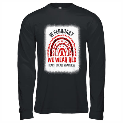 In February We Wear Red Heart Disease Awareness Rainbow Shirt & Hoodie | teecentury