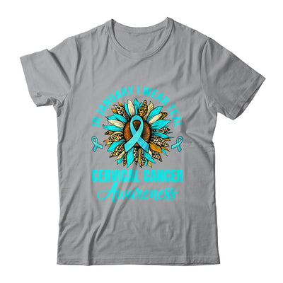 In January We Wear Teal Flower Cervical Cancer Awareness Shirt & Hoodie | teecentury