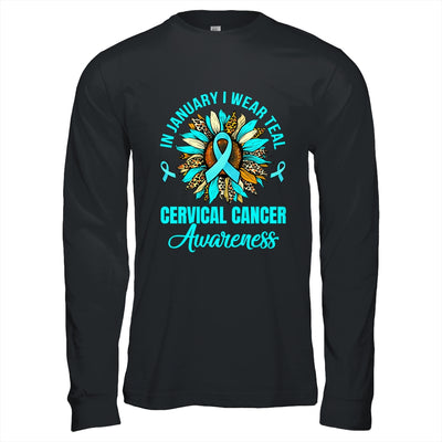 In January We Wear Teal Flower Cervical Cancer Awareness Shirt & Hoodie | teecentury