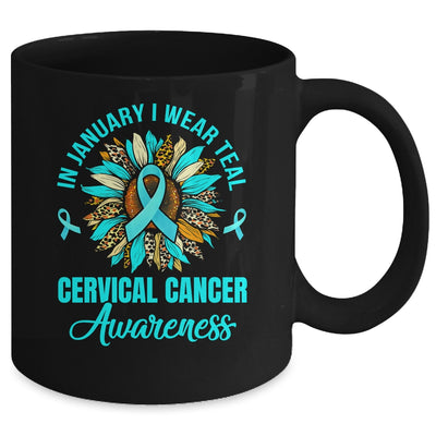 In January We Wear Teal Flower Cervical Cancer Awareness Mug | teecentury