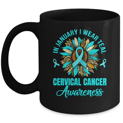 In January We Wear Teal Flower Cervical Cancer Awareness Mug | teecentury