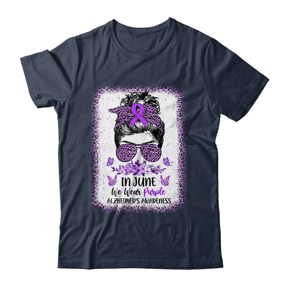 In June We Wear Purple Alzheimer Awareness Messy Bun Support Shirt & Tank Top | teecentury