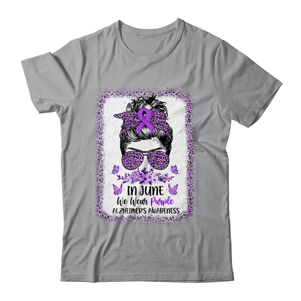 In June We Wear Purple Alzheimer Awareness Messy Bun Support Shirt & Tank Top | teecentury