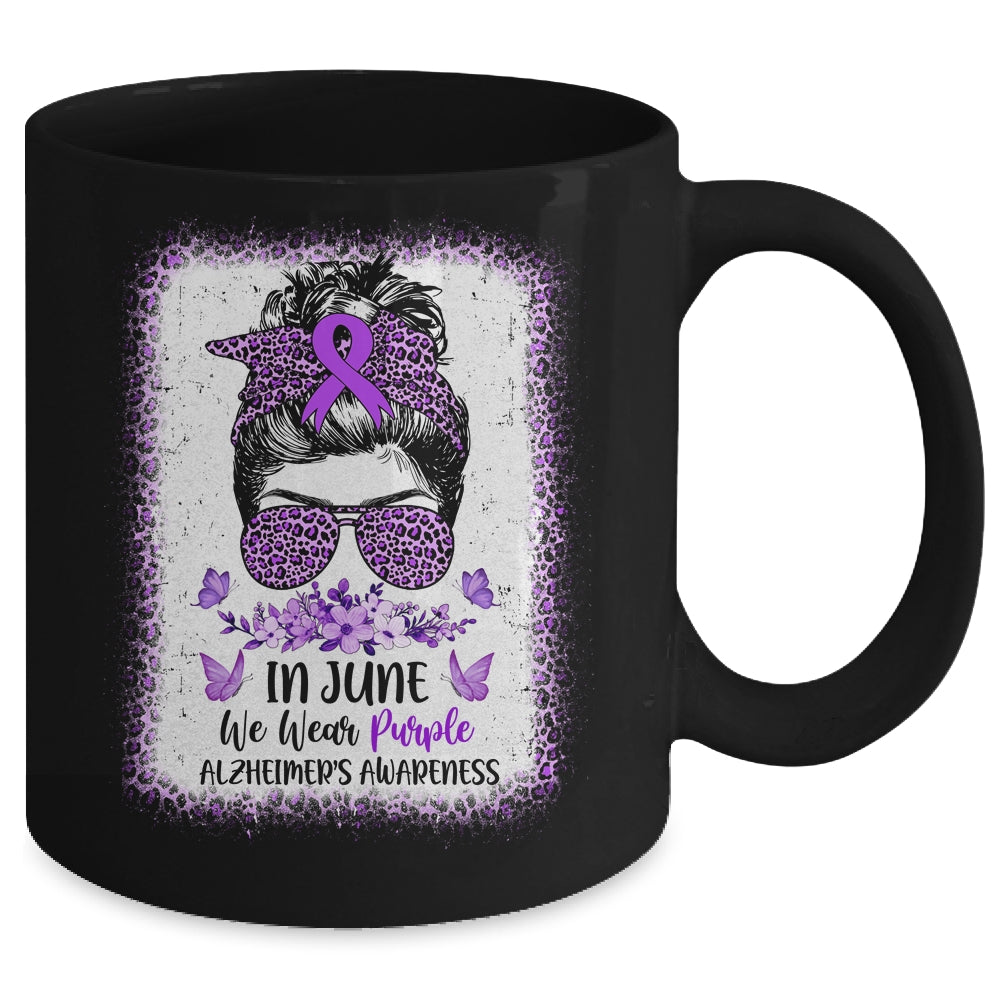 In June We Wear Purple Alzheimer Awareness Messy Bun Support Mug | teecentury
