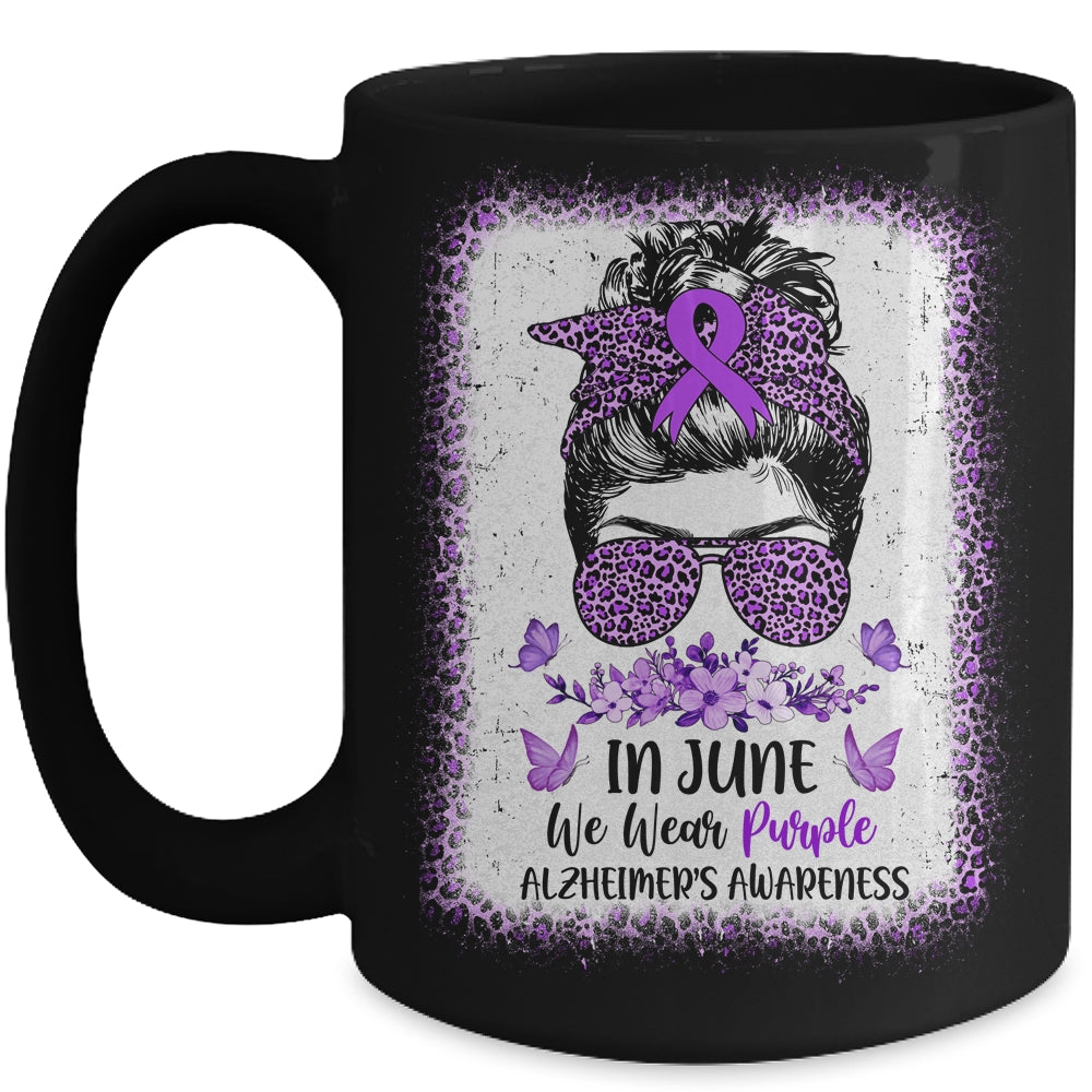 In June We Wear Purple Alzheimer Awareness Messy Bun Support Mug | teecentury