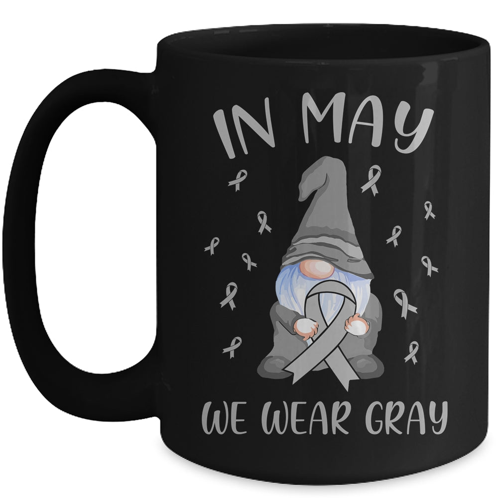 In May We Wear Gray Brain Cancer Awareness Ribbon Gnome Mug Coffee Mug | Teecentury.com