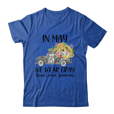 In May We Wear Gray Floral Truck Brain Cancer Awareness T-Shirt & Hoodie | Teecentury.com