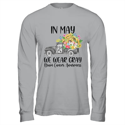 In May We Wear Gray Floral Truck Brain Cancer Awareness T-Shirt & Hoodie | Teecentury.com