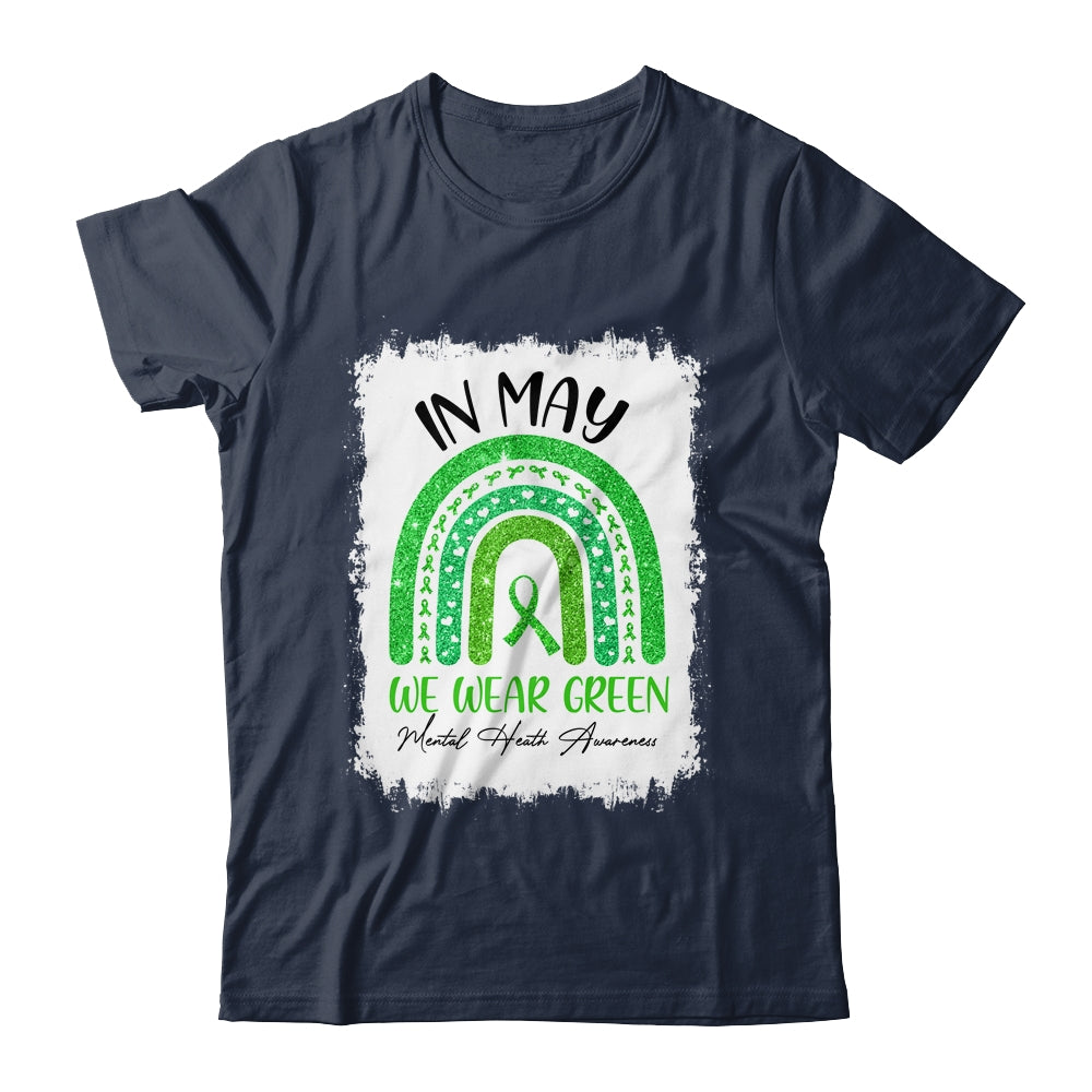 In May We Wear Green Ribbon Mental Health Awareness Rainbow T-Shirt & Hoodie | Teecentury.com