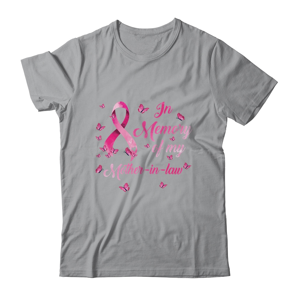 In Memory Of My Mother-In-Law Butterfly Breast Cancer Awareness T-Shirt & Hoodie | Teecentury.com