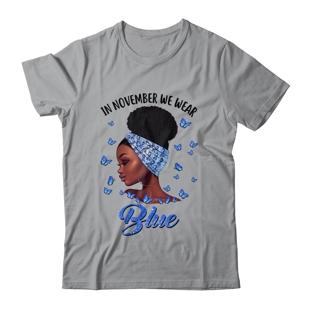 In November We Wear Blue Black Woman Diabetes Awareness African T-Shirt & Hoodie | Teecentury.com