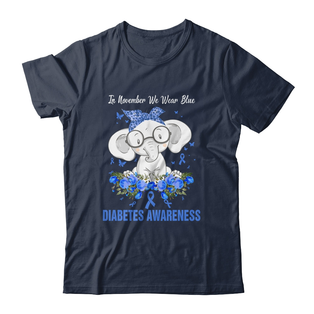 In November We Wear Blue Elephant Diabetes Awareness T-Shirt & Hoodie | Teecentury.com