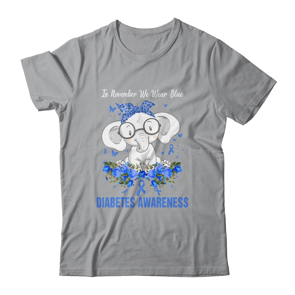 In November We Wear Blue Elephant Diabetes Awareness T-Shirt & Hoodie | Teecentury.com