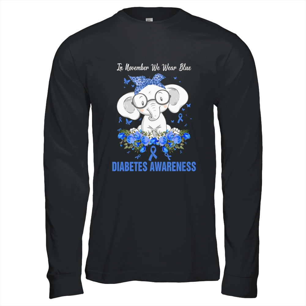 In November We Wear Blue Elephant Diabetes Awareness T-Shirt & Hoodie | Teecentury.com