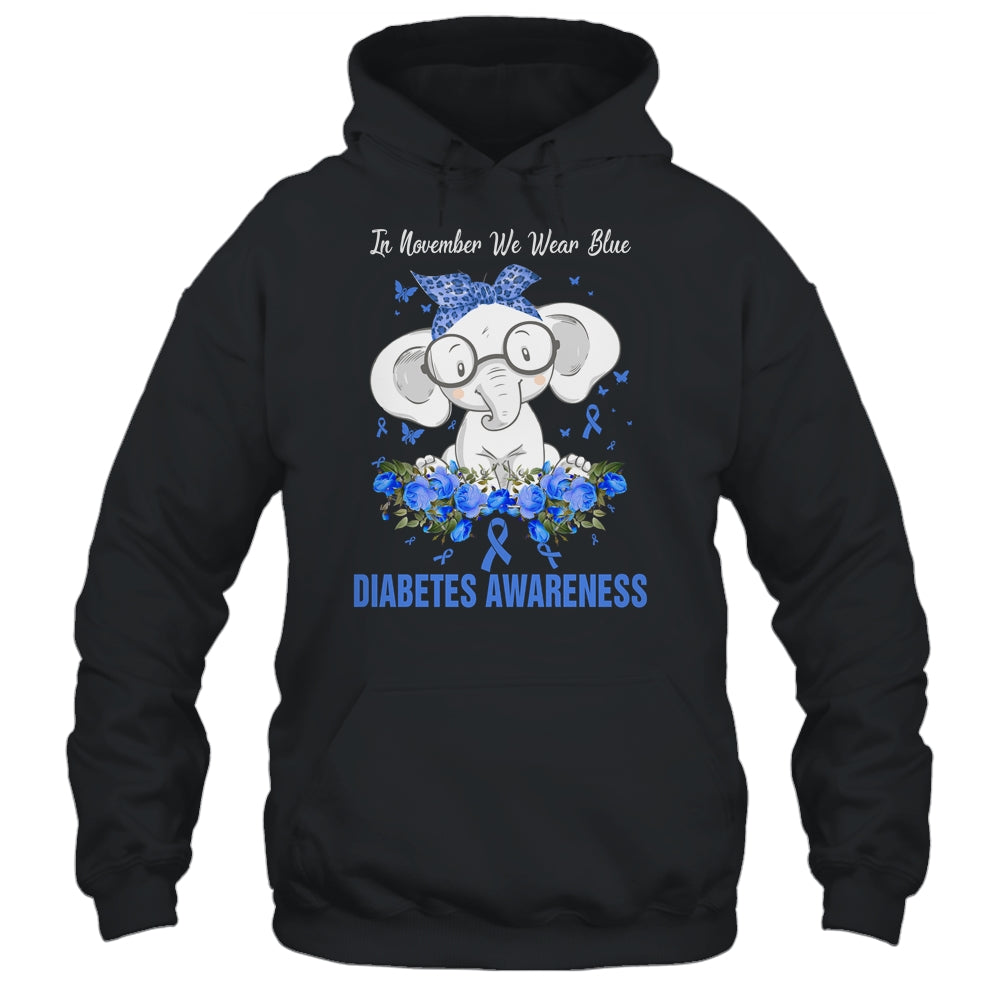 In November We Wear Blue Elephant Diabetes Awareness T-Shirt & Hoodie | Teecentury.com