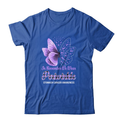 In November We Wear Periwinkle Stomach Cancer Awareness Butterfly T-Shirt & Hoodie | Teecentury.com