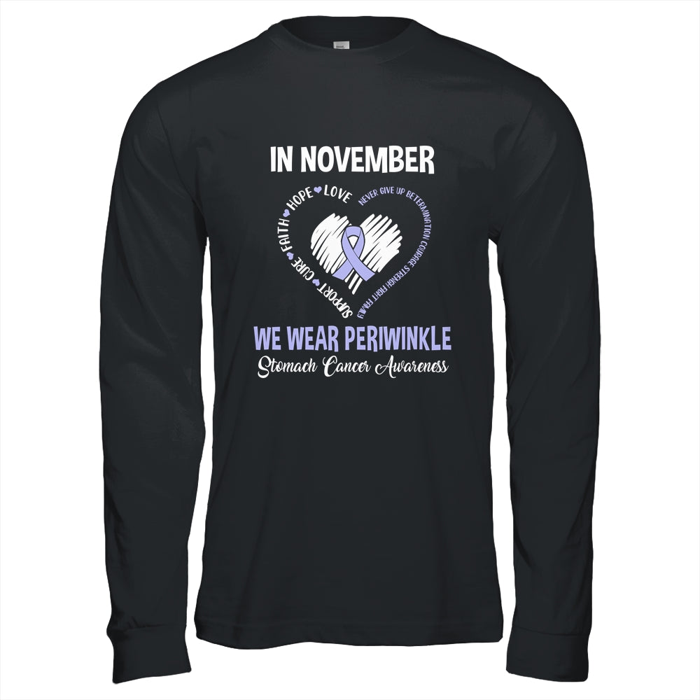 In November We Wear Periwinkle Stomach Cancer Awareness Hope Love Faith T-Shirt & Hoodie | Teecentury.com