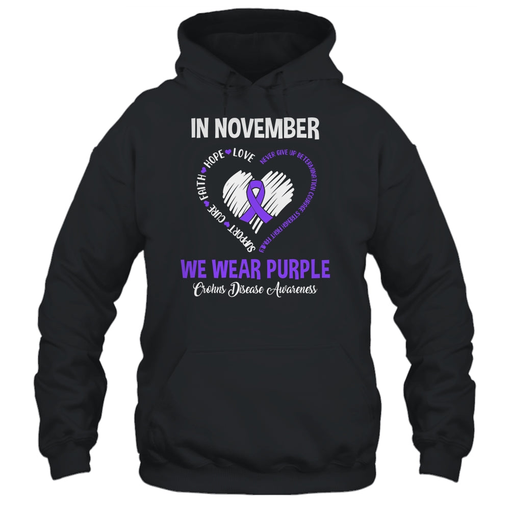 In November We Wear Purple Crohns Disease Awareness Hope Love Faith T-Shirt & Hoodie | Teecentury.com