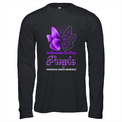 In November We Wear Purple Pancreatic Cancer Awareness Butterfly T-Shirt & Hoodie | Teecentury.com