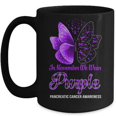 In November We Wear Purple Pancreatic Cancer Awareness Butterfly Mug Coffee Mug | Teecentury.com