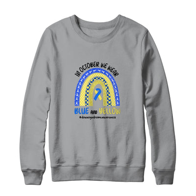 In October We Wear Blue And Yellow Down Syndrome Awareness T-Shirt & Sweatshirt | Teecentury.com