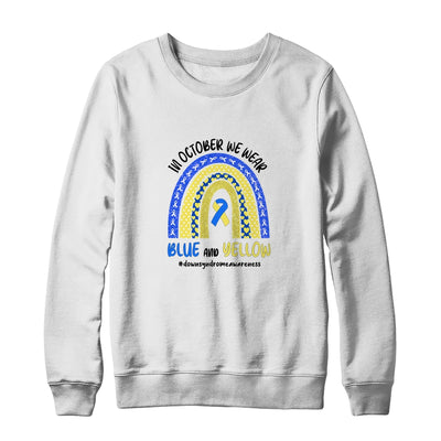 In October We Wear Blue And Yellow Down Syndrome Awareness T-Shirt & Sweatshirt | Teecentury.com