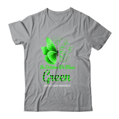 In October We Wear Green Liver Cancer Awareness Butterfly T-Shirt & Hoodie | Teecentury.com