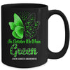 In October We Wear Green Liver Cancer Awareness Butterfly Mug Coffee Mug | Teecentury.com