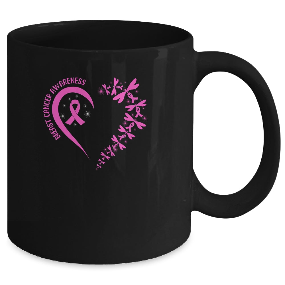 In October We Wear Pink Breast Cancer Awareness Dragonfly Mug Coffee Mug | Teecentury.com