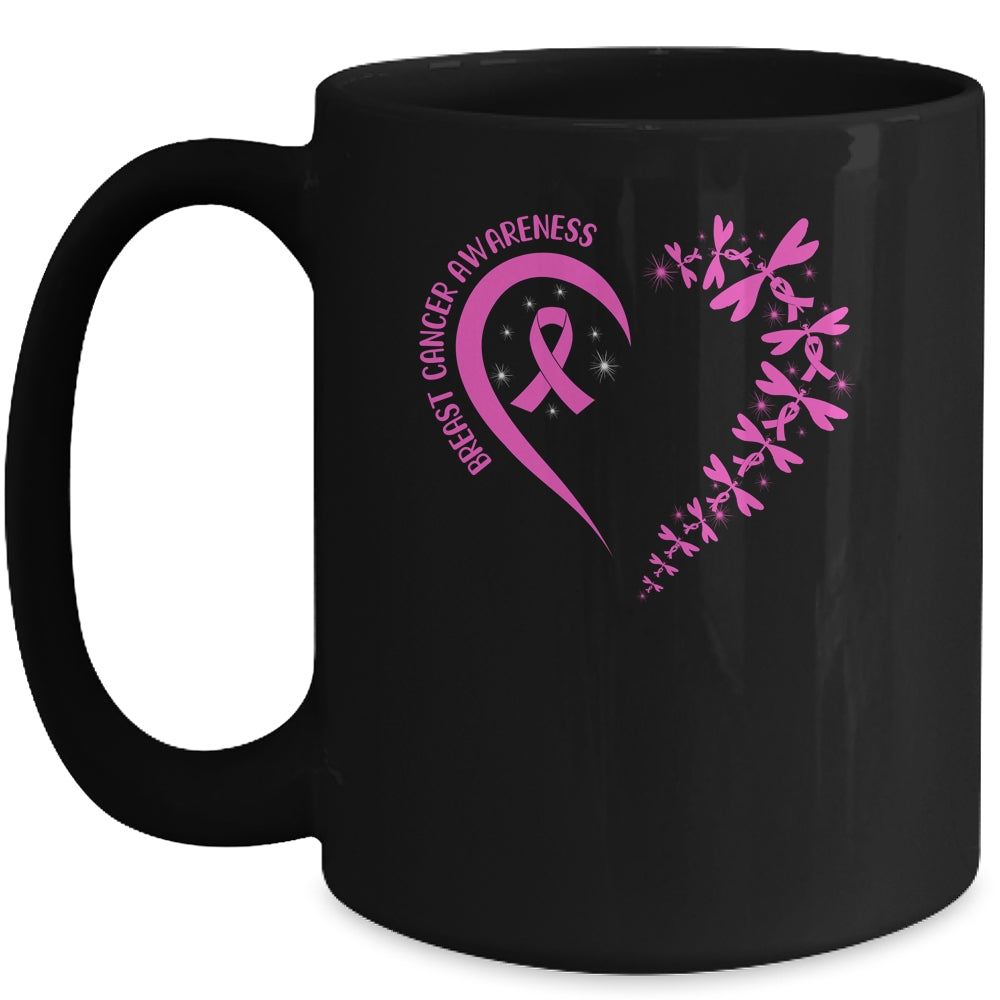In October We Wear Pink Breast Cancer Awareness Dragonfly Mug Coffee Mug | Teecentury.com