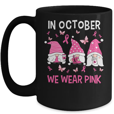 In October We Wear Pink Breast Cancer Awareness Gnome Mug Coffee Mug | Teecentury.com