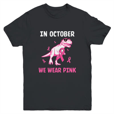 In October We Wear Pink Breast Cancer Awareness Kids Boys Youth Youth Shirt | Teecentury.com