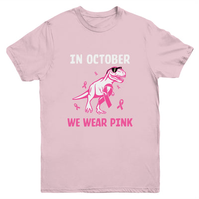 In October We Wear Pink Breast Cancer Awareness Kids Boys Youth Youth Shirt | Teecentury.com