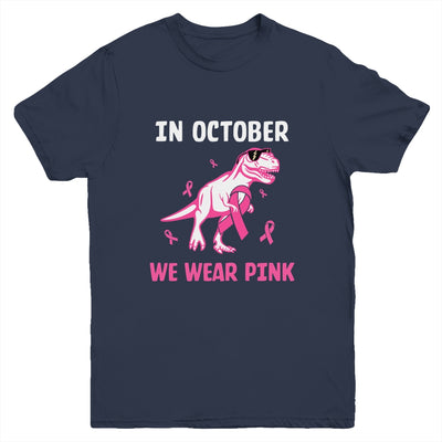 In October We Wear Pink Breast Cancer Awareness Kids Boys Youth Youth Shirt | Teecentury.com