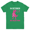 In October We Wear Pink Breast Cancer Trex Dino Kids Boys Youth Shirt | teecentury