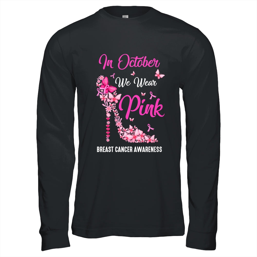 In October We Wear Pink Butterflies Breast Cancer Awareness T-Shirt & Hoodie | Teecentury.com