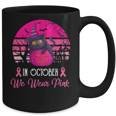 In October We Wear Pink Cute Cat Breast Cancer Awareness Mug Coffee Mug | Teecentury.com