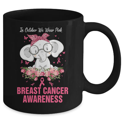 In October We Wear Pink Elephant Breast Cancer Awareness Mug Coffee Mug | Teecentury.com