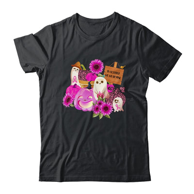 In October We Wear Pink Ghosts Pumpkins For Breast Cancer T-Shirt & Hoodie | Teecentury.com