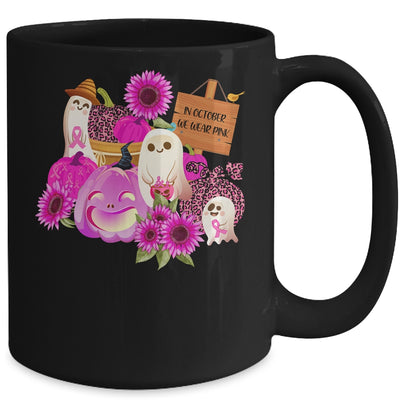 In October We Wear Pink Ghosts Pumpkins For Breast Cancer Mug Coffee Mug | Teecentury.com