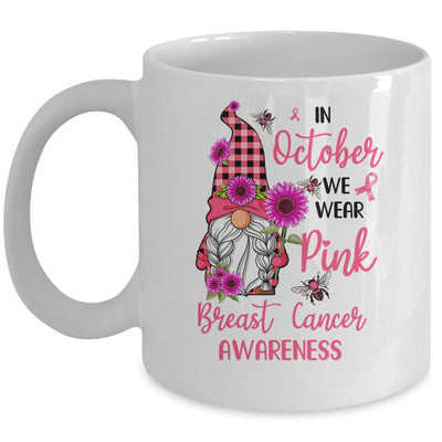 In October We Wear Pink Gnome Breast Cancer Awareness Mug Coffee Mug | Teecentury.com