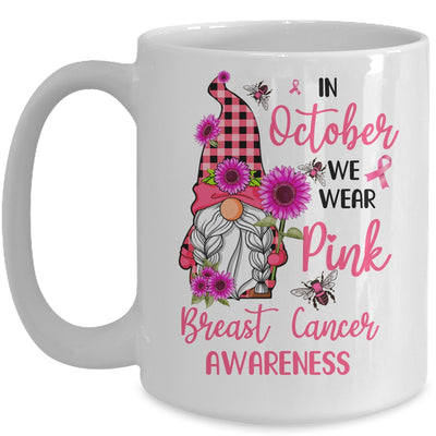 In October We Wear Pink Gnome Breast Cancer Awareness Mug Coffee Mug | Teecentury.com