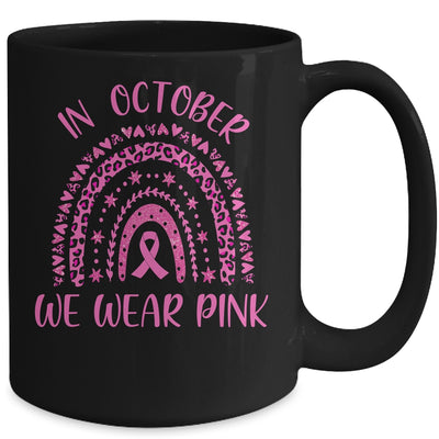 In October We Wear Pink Leopard Breast Cancer Awareness Mug Coffee Mug | Teecentury.com